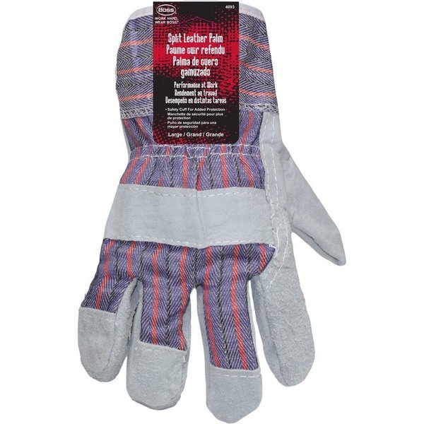 Boss Glove Split Leather Palm Lrg 4093